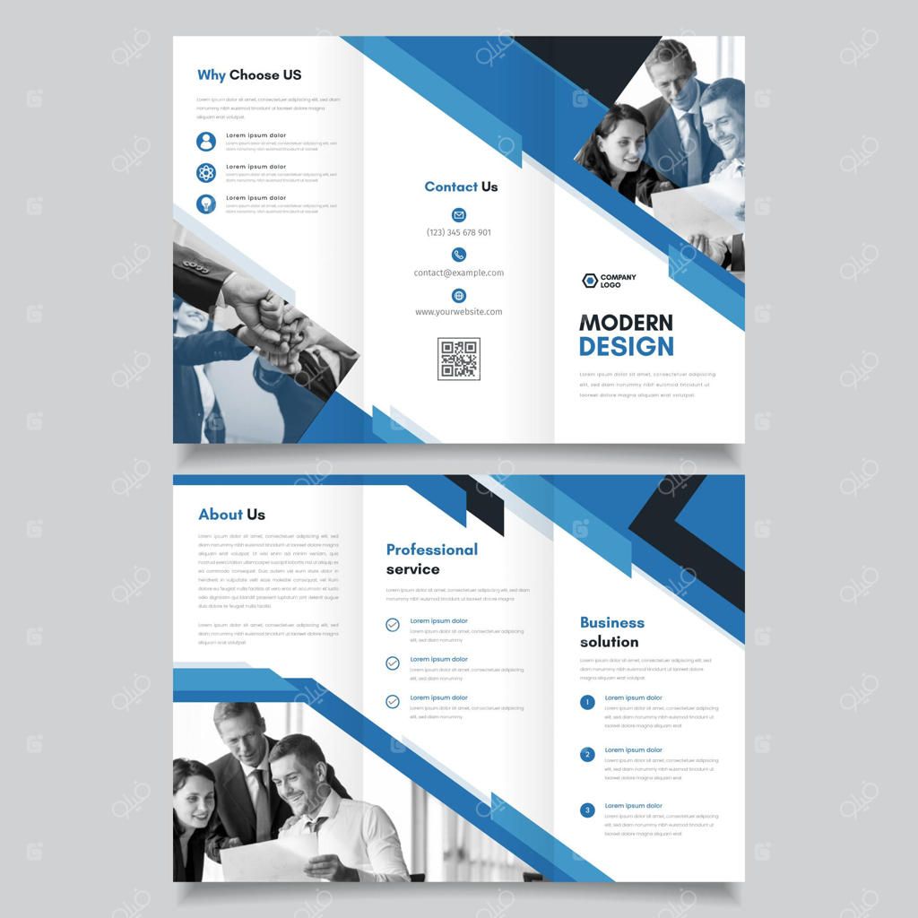 الگوی بروشور سه‌لت برای عکس‌های مدرن و انتزاعی