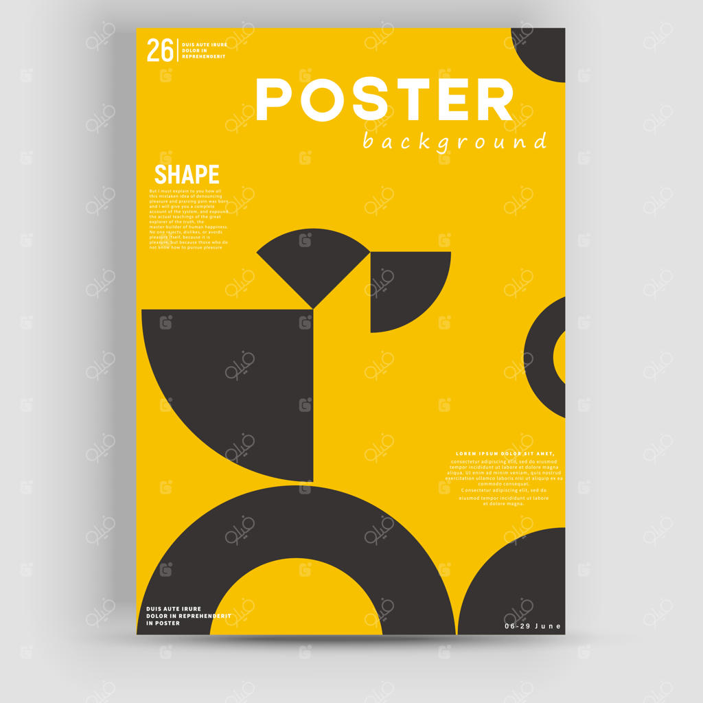 طراحی گرافیکی موکاپ پوستر وکتور با الهام از سبک باوهاوس و عناصر انتزاعی