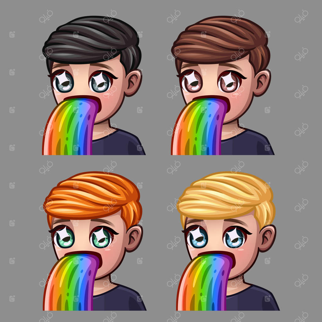 آیکون‌های احساسی: پسر خوشحال با رنگین‌کمان برای شبکه‌های اجتماعی و استیکرها