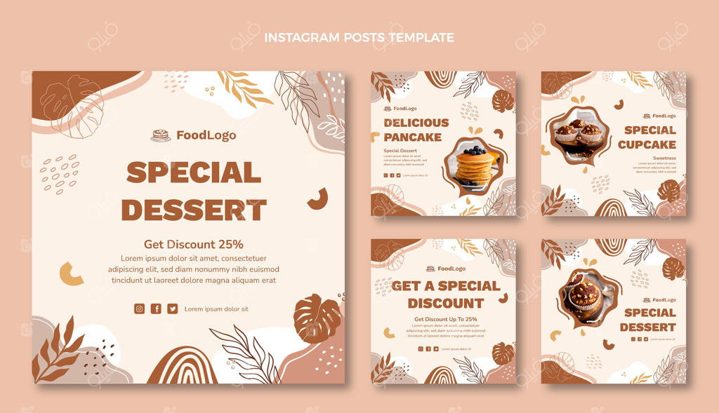 پست اینستاگرامی دسر مخصوص با طراحی فلت