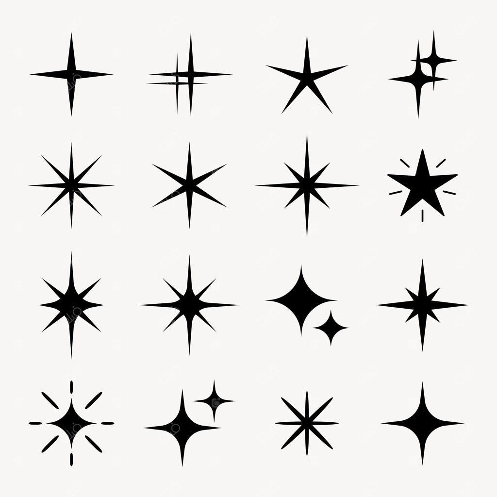 مجموعه وکتور ستاره‌های مشکی و طرح‌های انفجاری گرافیکی شیک و متنوع