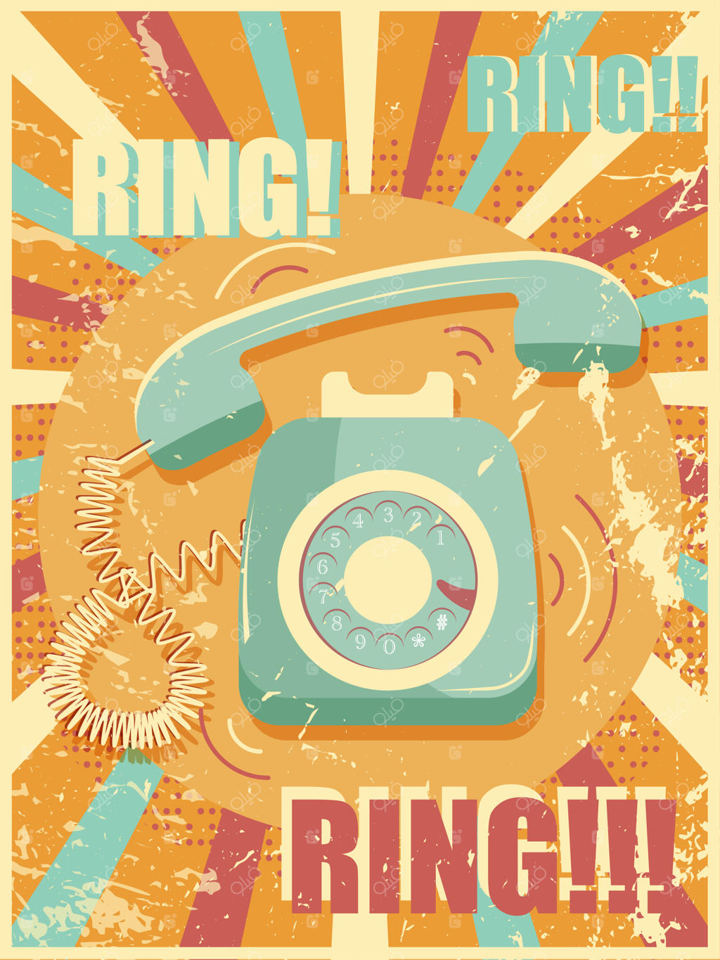 پوستر تلفن قدیمی زنگ‌زن به سبک وینتیج