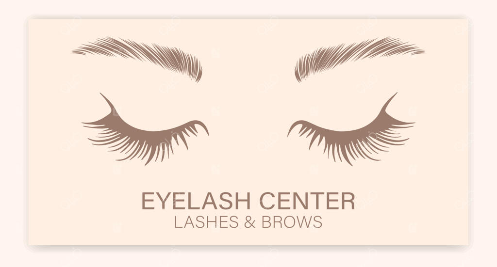 چشمان زنانه با مژه‌های بلند و ابرو. لوگوی زیبایی برای مرکز تخصصی مژه و ابرو. لوگو، کارت ویزیت، وکتور