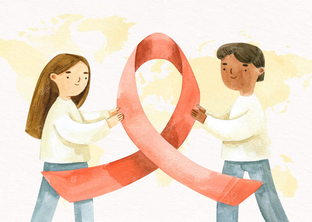 پیش‌زمینه روز جهانی ایدز به سبک آبرنگ