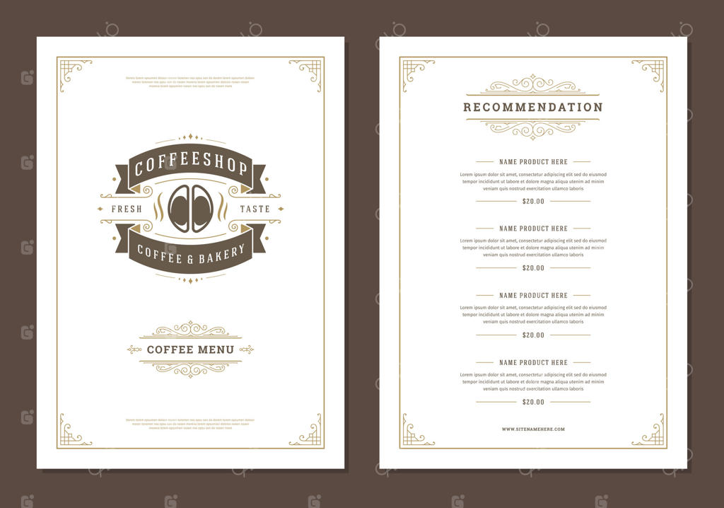 طرح بروشور منوی قهوه - طراحی و تصویر سازی