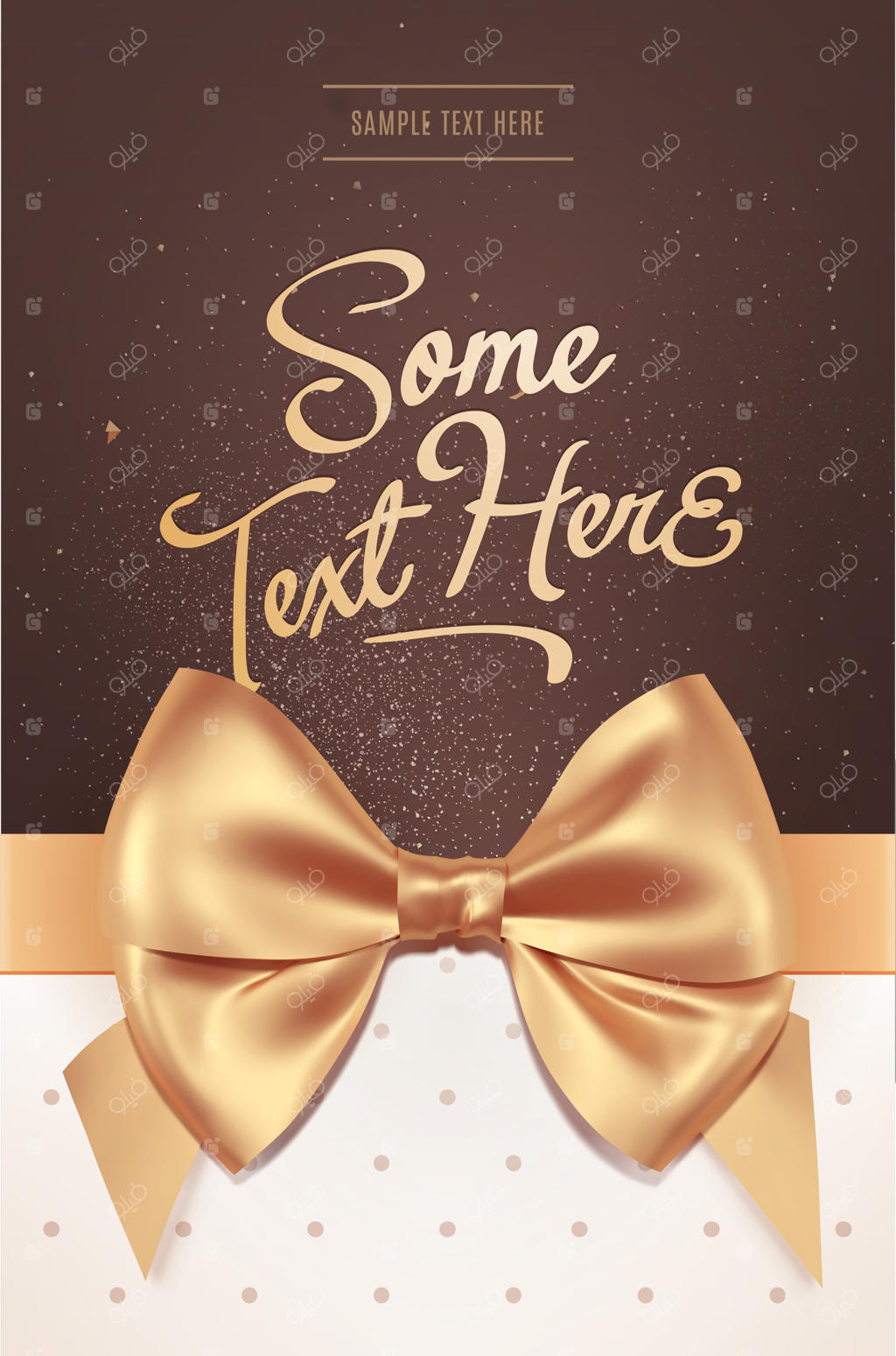 کارت دعوت یا تبریک زیبا با روبان طلایی. کارت روز ولنتاین. تصویر وکتور