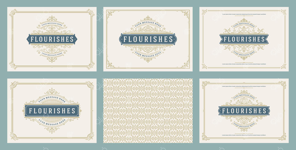 کارت پستال های قدیمی با قاب ها و الگوهای زینتی