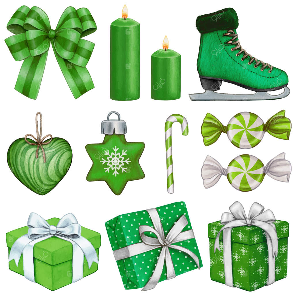 مجموعه آیکون‌های آبرنگی کریسمس