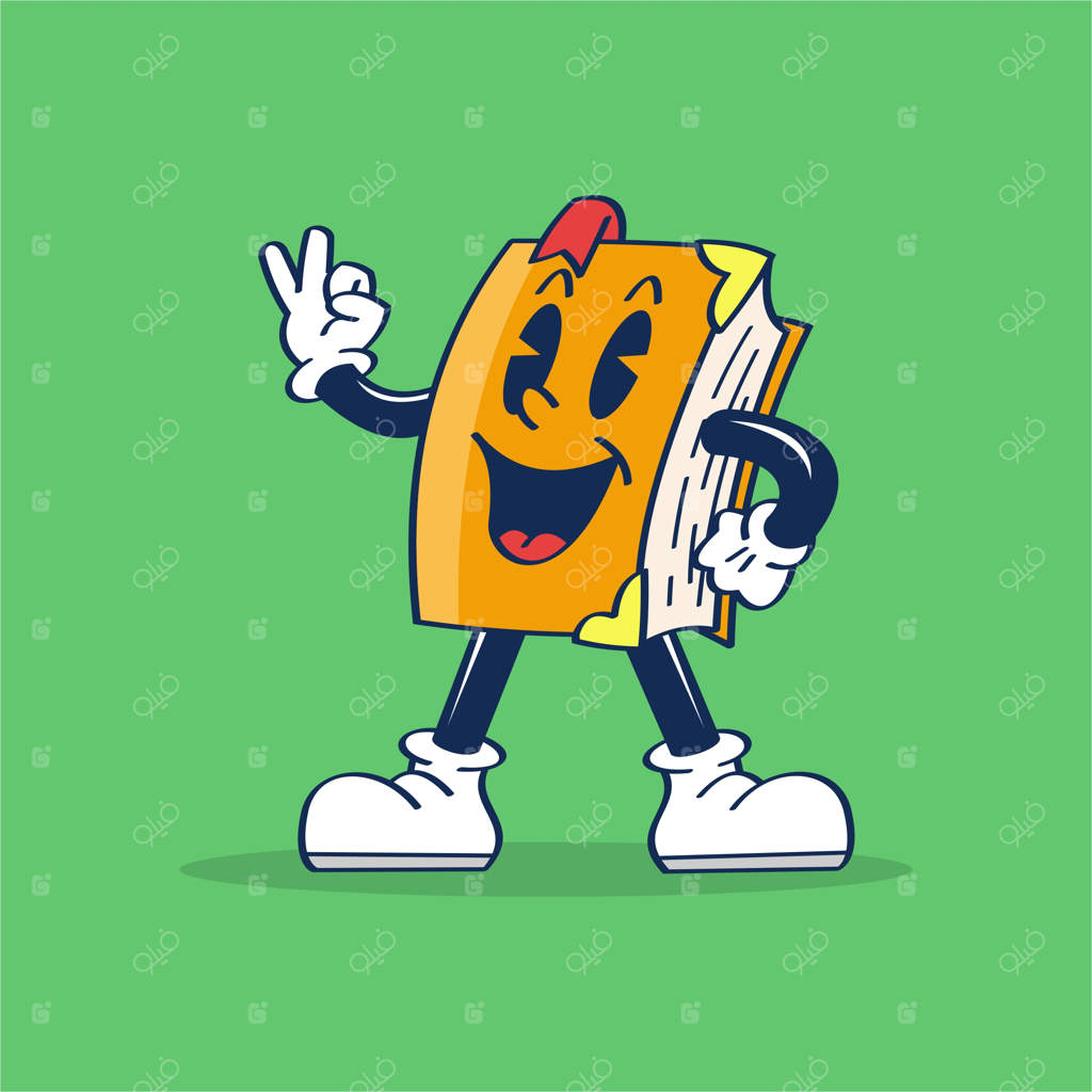 شخصیت کارتونی با لبخند بر لب.