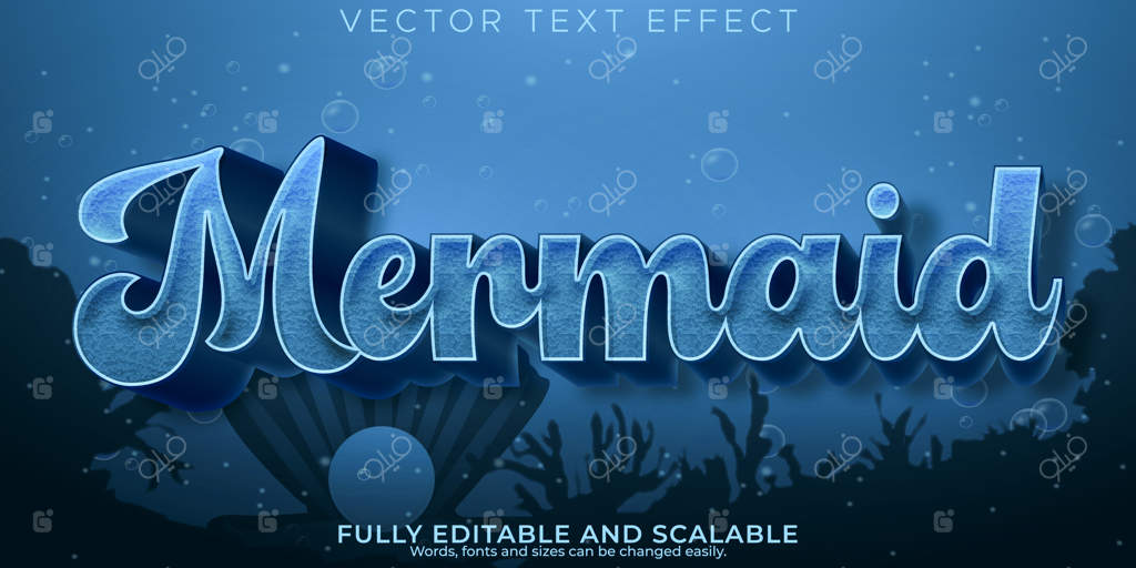 افکت متن پری دریایی و سبک متن دزدان دریایی قابل ویرایش دریا