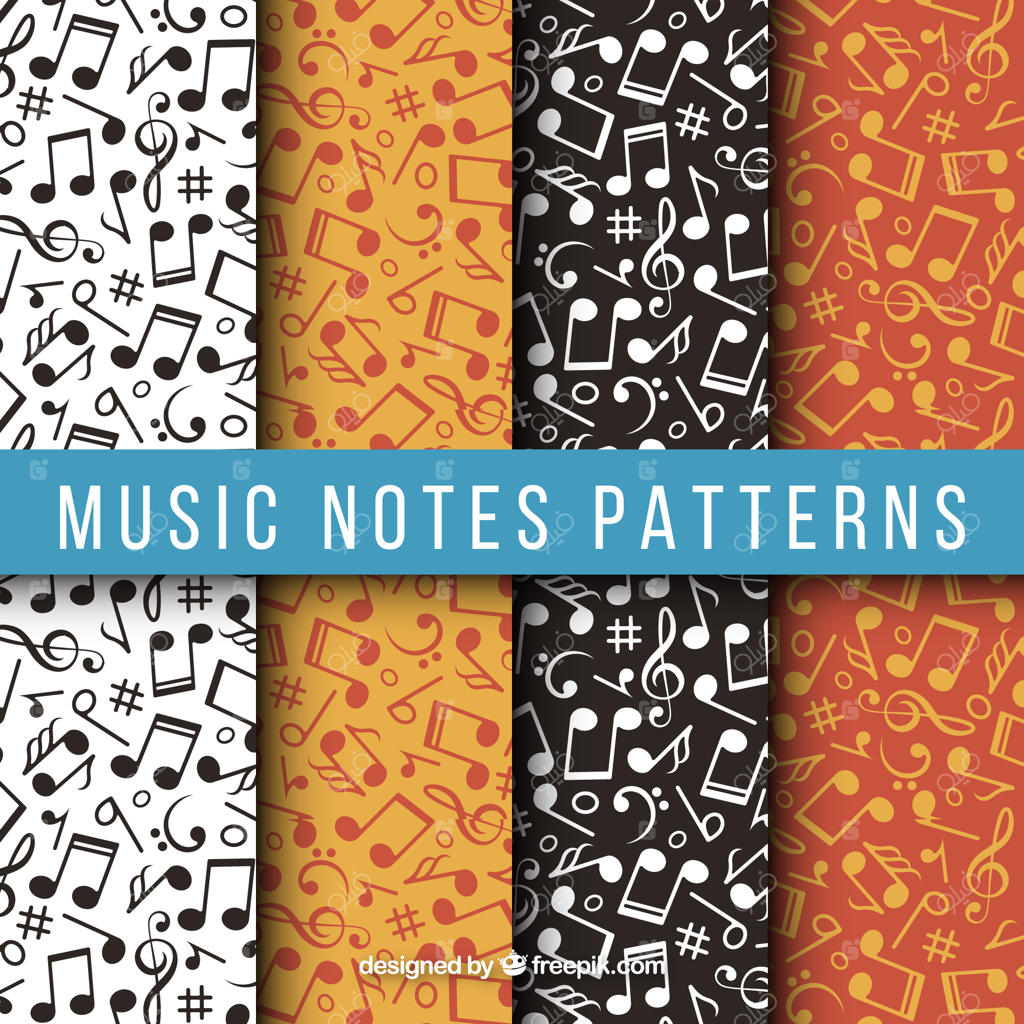 الگوهای مختلف با نت‌های صاف موسیقی