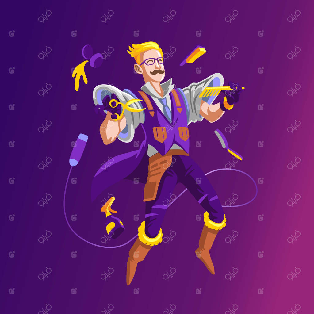 یک تعمیرکار با انواع ریش‌تراش‌ها