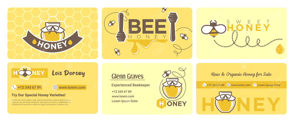 مجموعه کارت ویزیت برای فروش عسل ارگانیک محلی