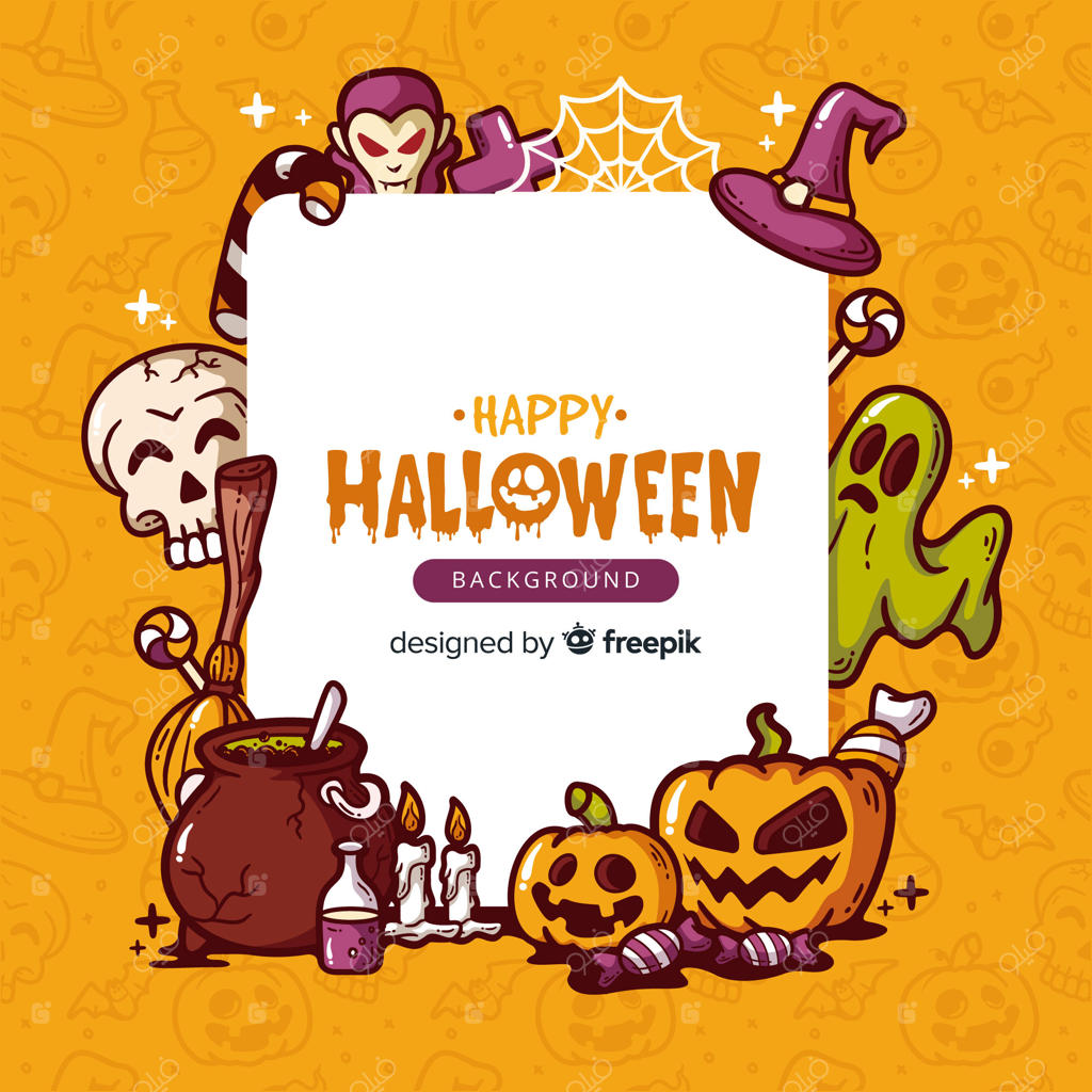 پس‌زمینه‌ی زیبای هالووین با طراحی دستی