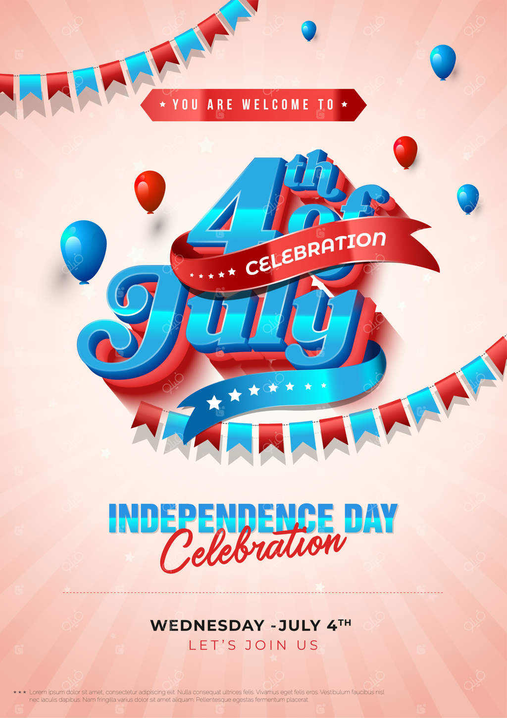 پترن طراحی پوستر جشن روز استقلال آمریکا 4 جولای