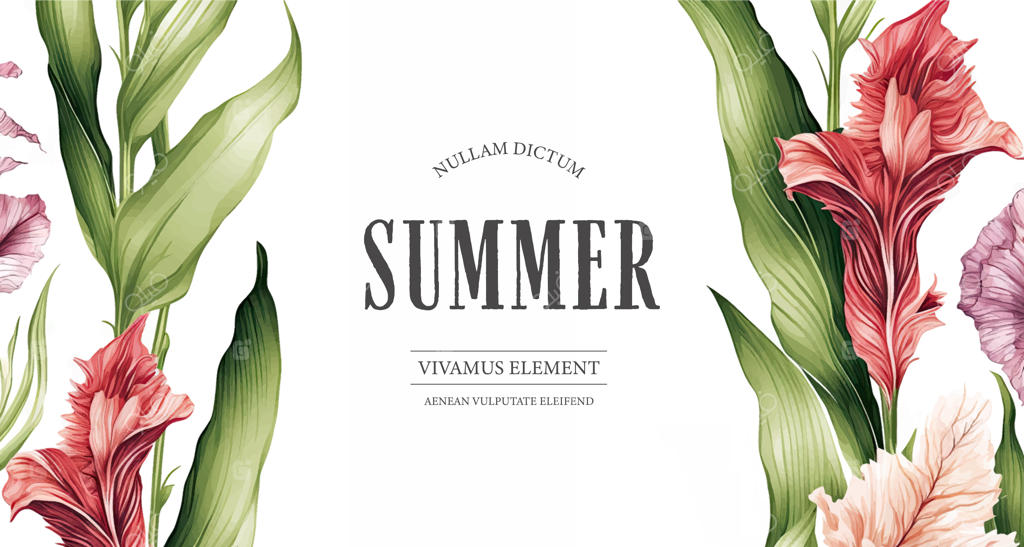 برچسب سفیدی با گل‌ها و کلمه "تابستان" روی آن.