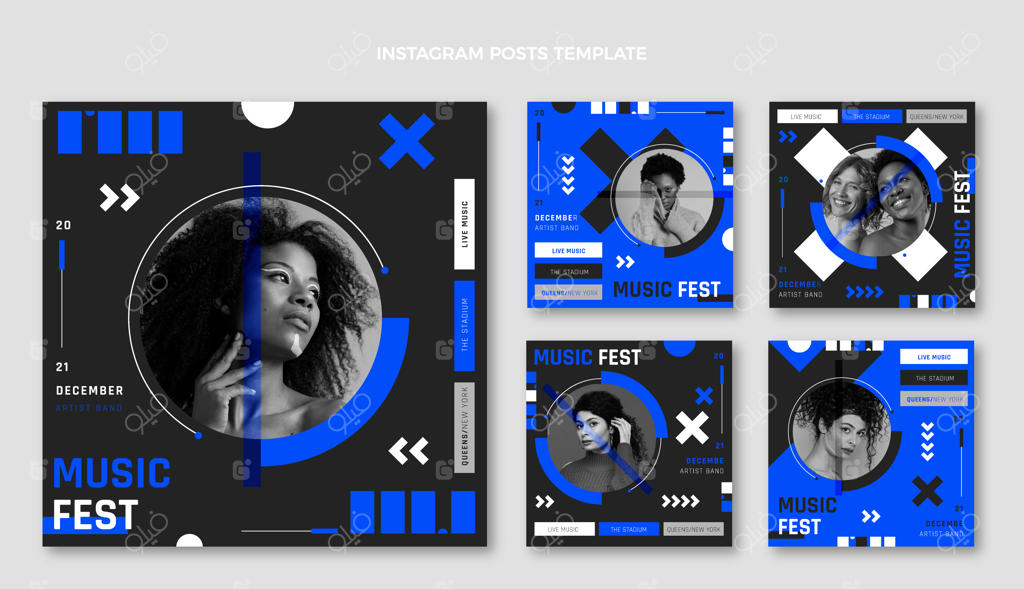 پست‌های اینستاگرامی جشنواره موسیقی با طراحی تخت