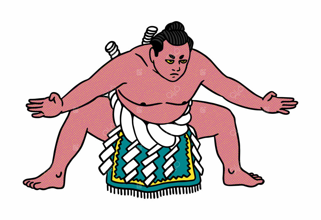 تصویر کلیپ آرت کشتی‌گیر سومو به سبک رetro وکتور