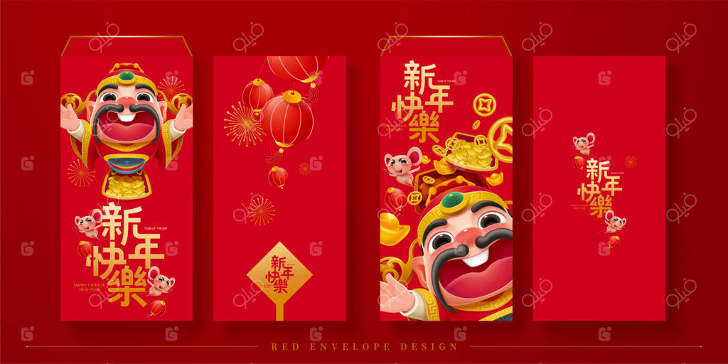 طراحی پاکت قرمز شانس آورده کایشن بامزه