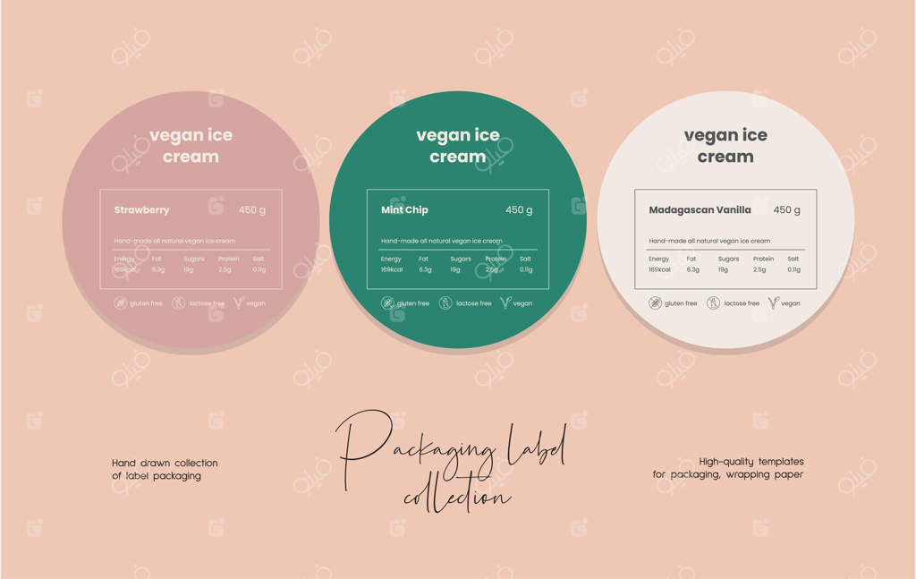پترن طراحی برچسب لوازم آرایشی به صورت وکتور و خطی دستی