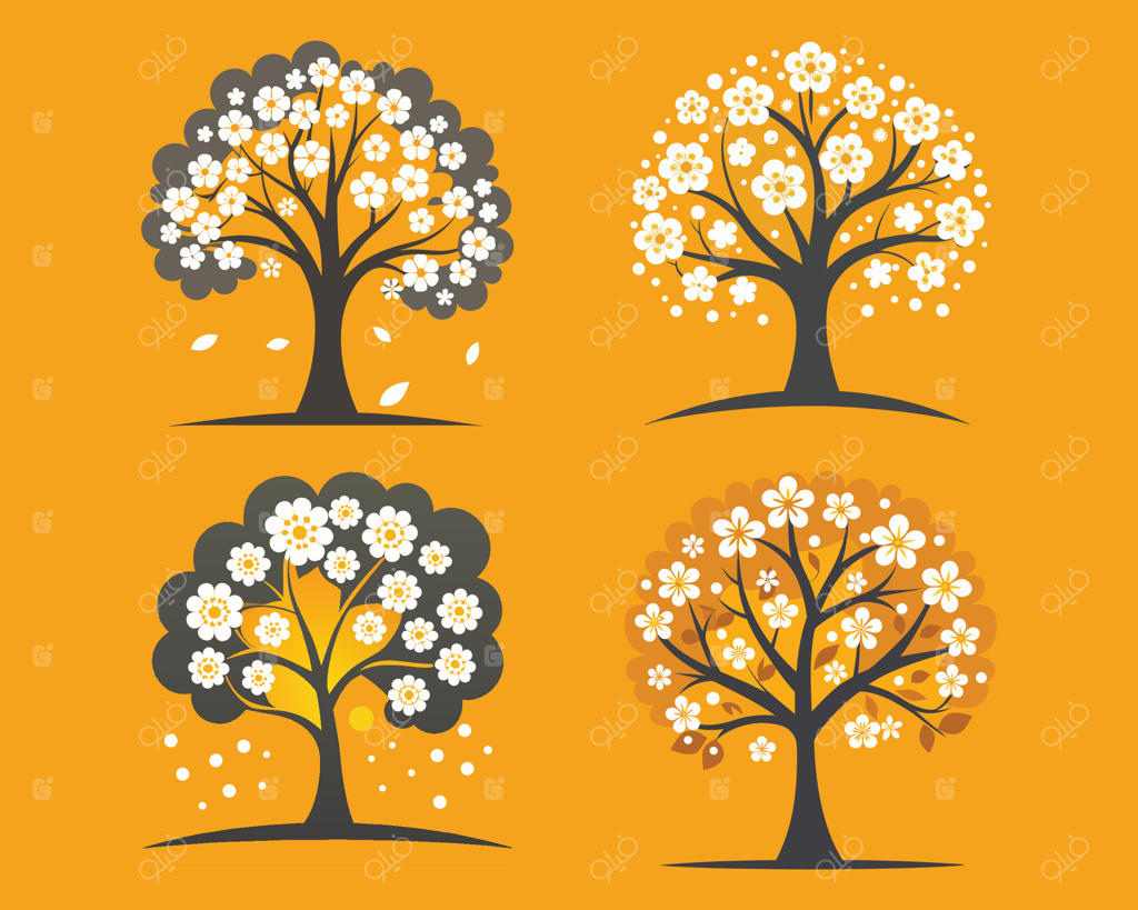 طرح رنگارنگ گل‌های درخت