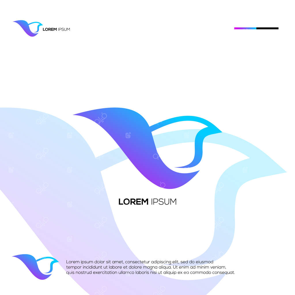 طراحی لوگوی انتزاعی حروف V با تصویر پرنده