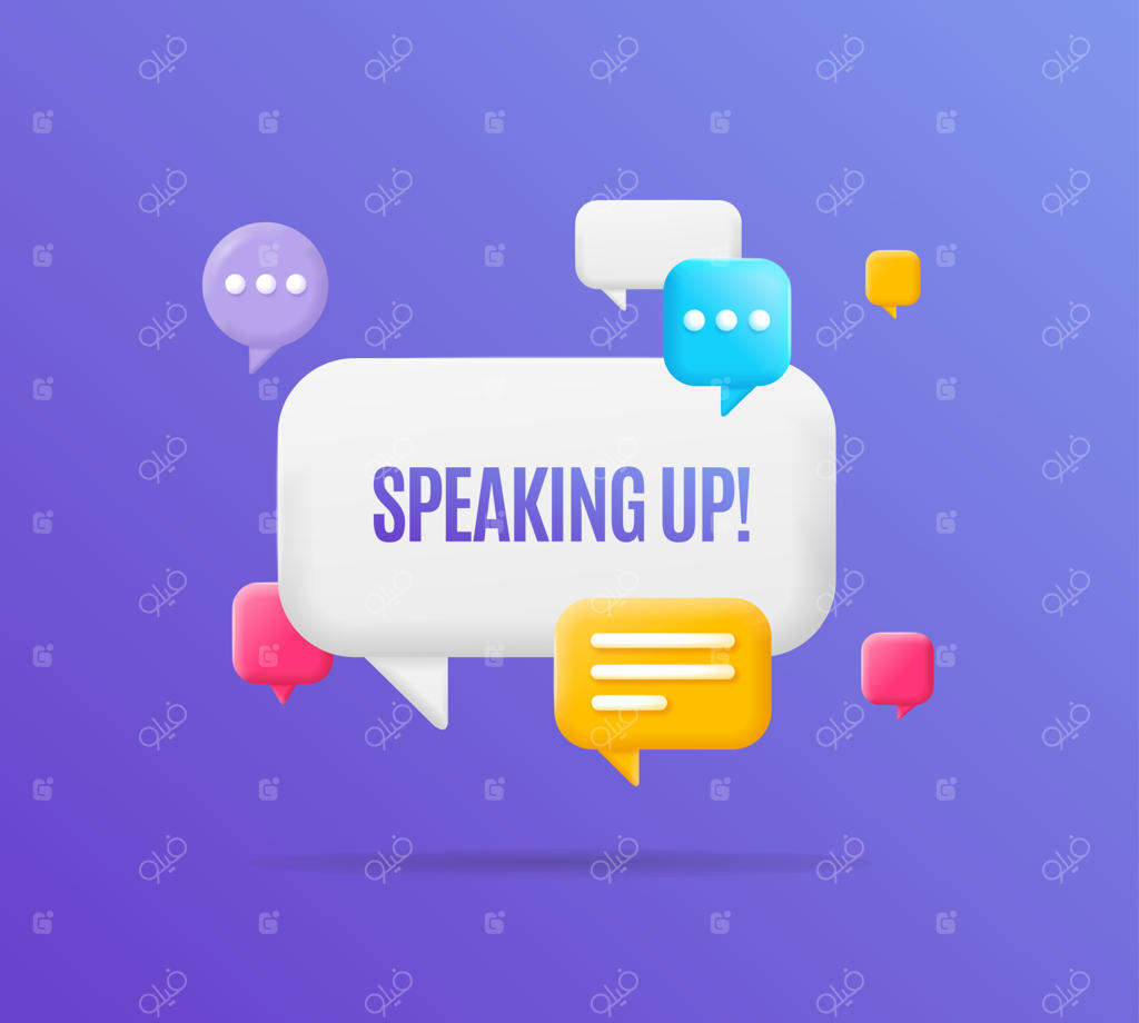 ایده بنر صحبت سه‌بعدی به سبک کارتونی برداری