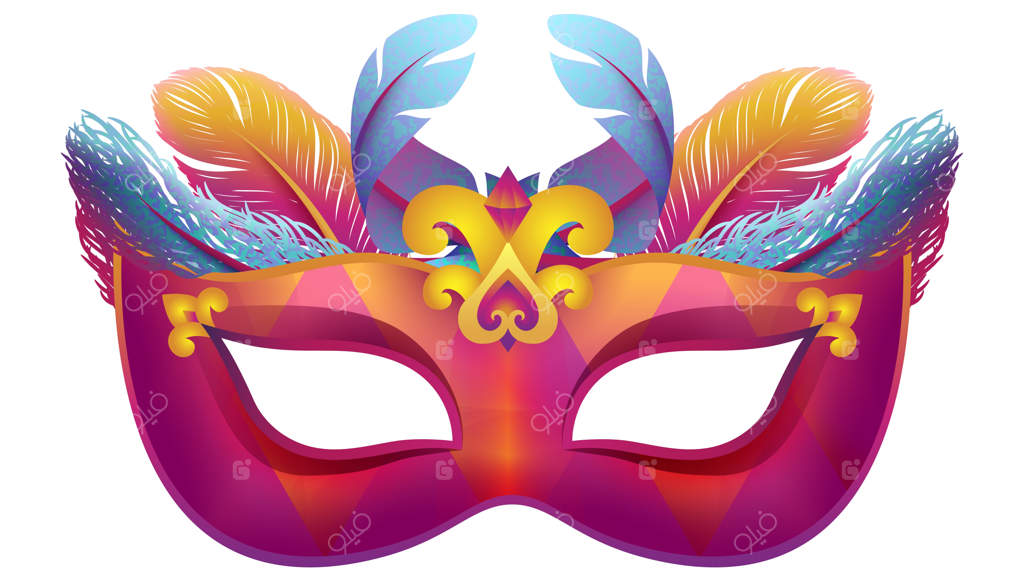 نقاب لوکس کارناوال با پرهای رنگارنگ و واقعی