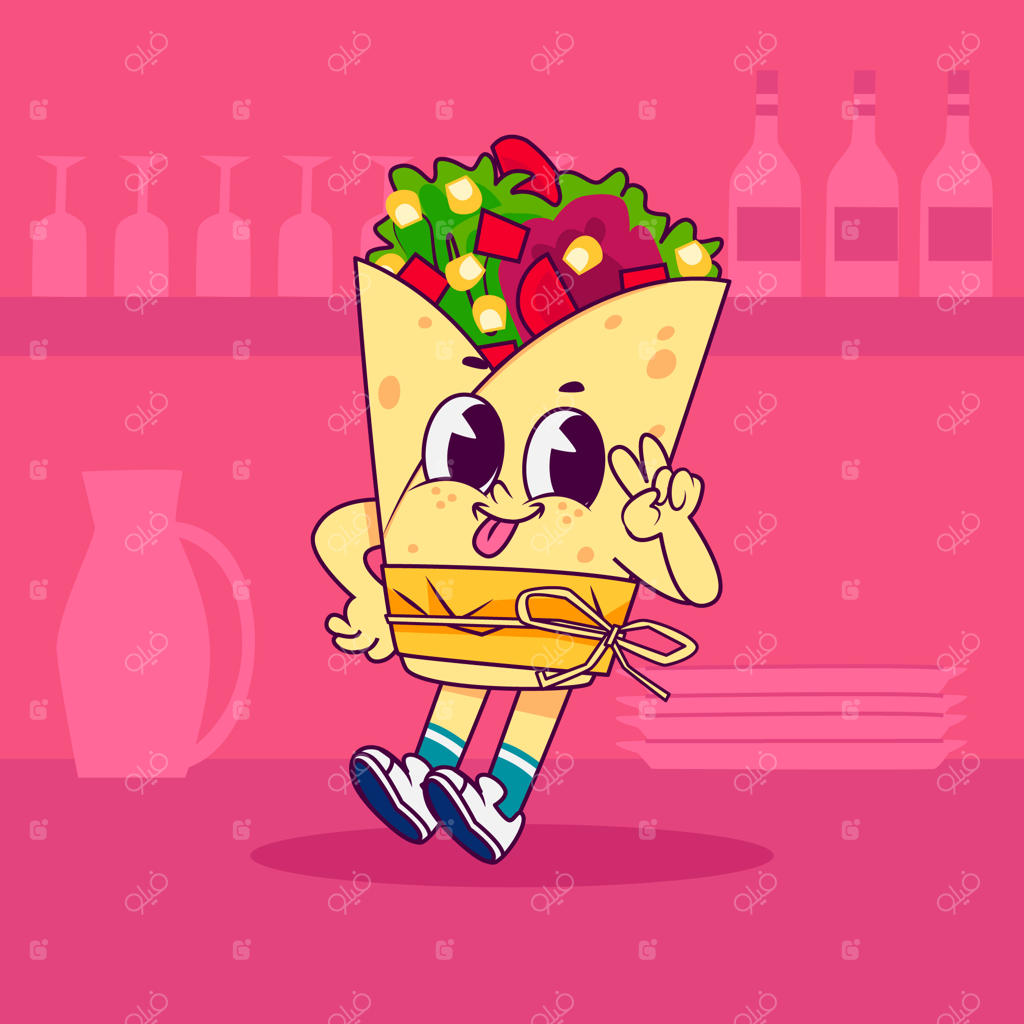 تصویر کاریکاتور بوریتو دست‌کشیده