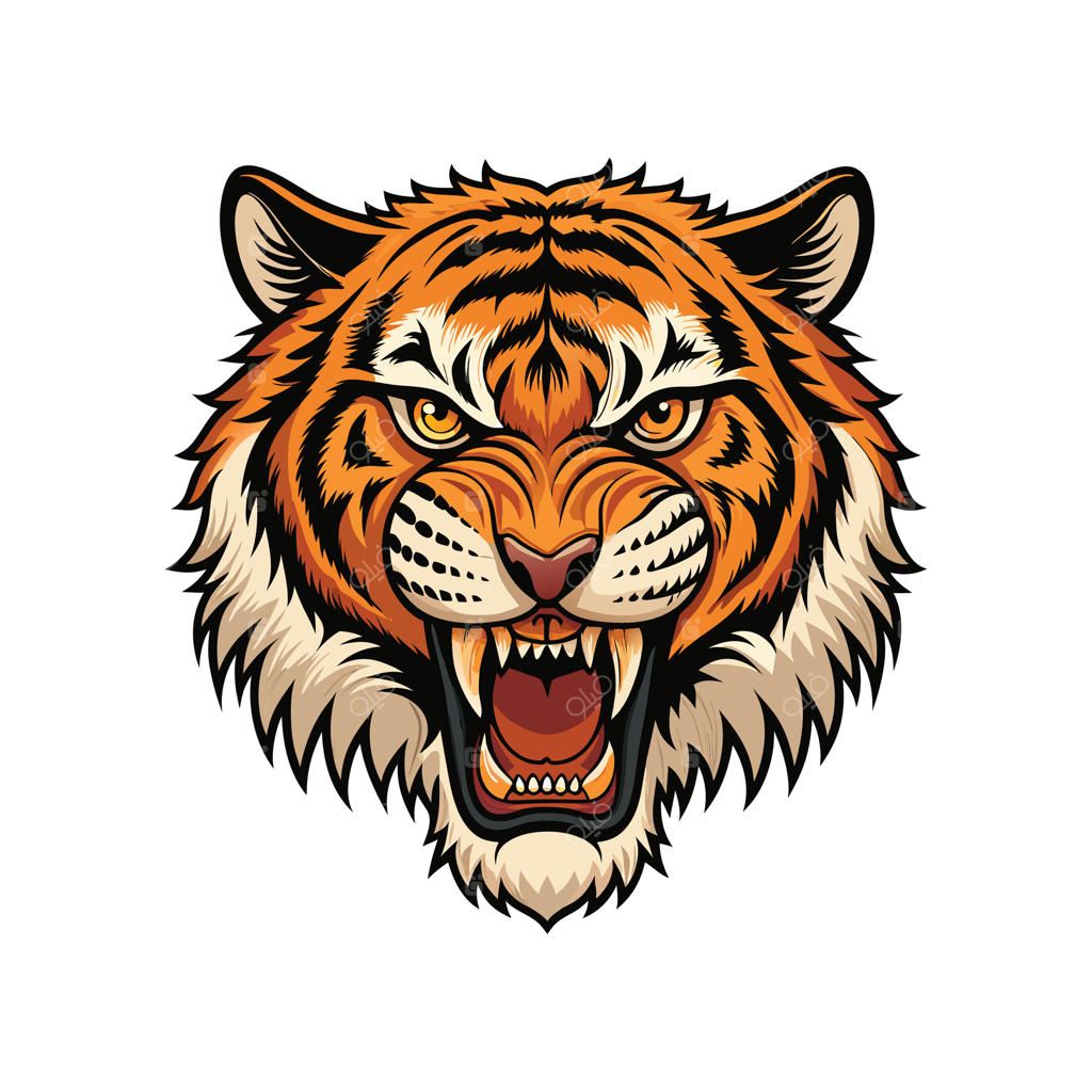 طرح گرافیکی سر ببر غران