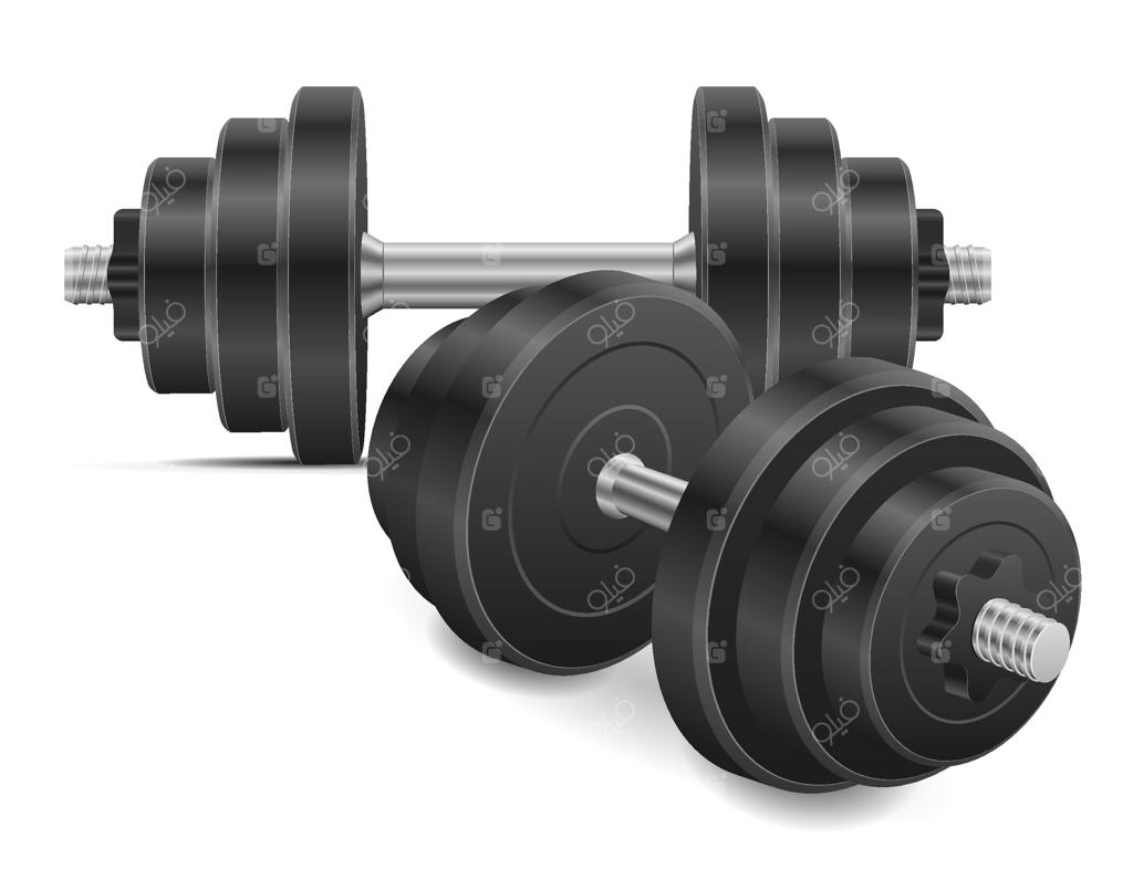 دمبل‌های ورزشی یا تناسب اندام برای تقویت عضلات - تصویر کارتونی مجزا شده بر روی زمینه سفید