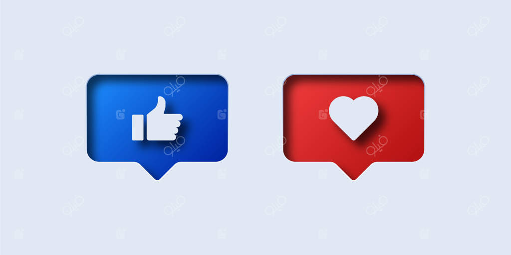 تصویری از آیکون‌های لایک و مورد علاقه