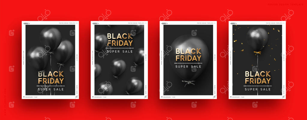 بلک فرایدی: پس‌زمینه جشن با بادکنک‌های هلیومی. پوستر، بنر، جشن سالگرد. بادکنک سه‌بعدی با روبان و کاغذهای رنگی. قالب داستان، فضای خالی برای متن. شبکه‌های اجتماعی. رسانه اجتماعی.