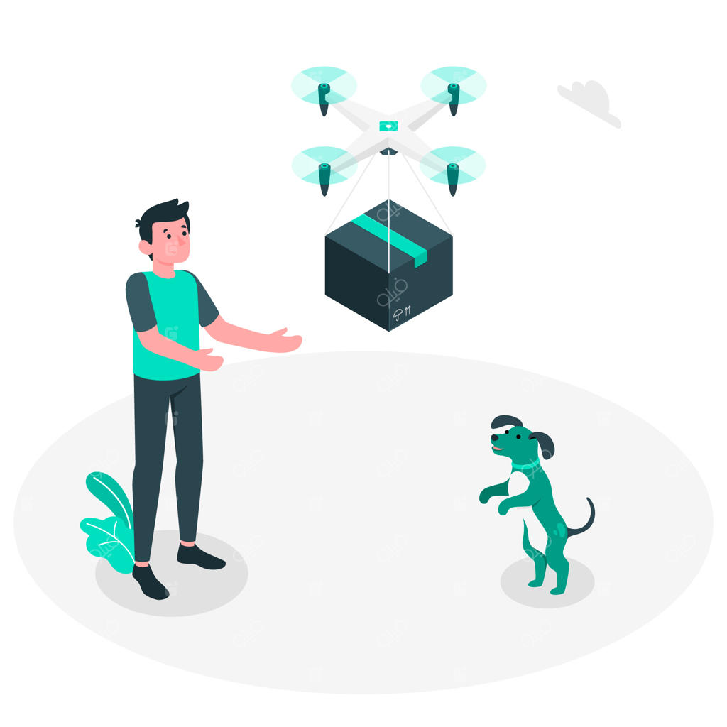 مفهوم تصویر تحویل با پهپاد