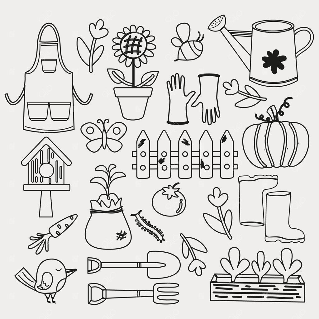 مجموعه‌ای از عناصر دوست‌داشتنی و ساده باغبانی