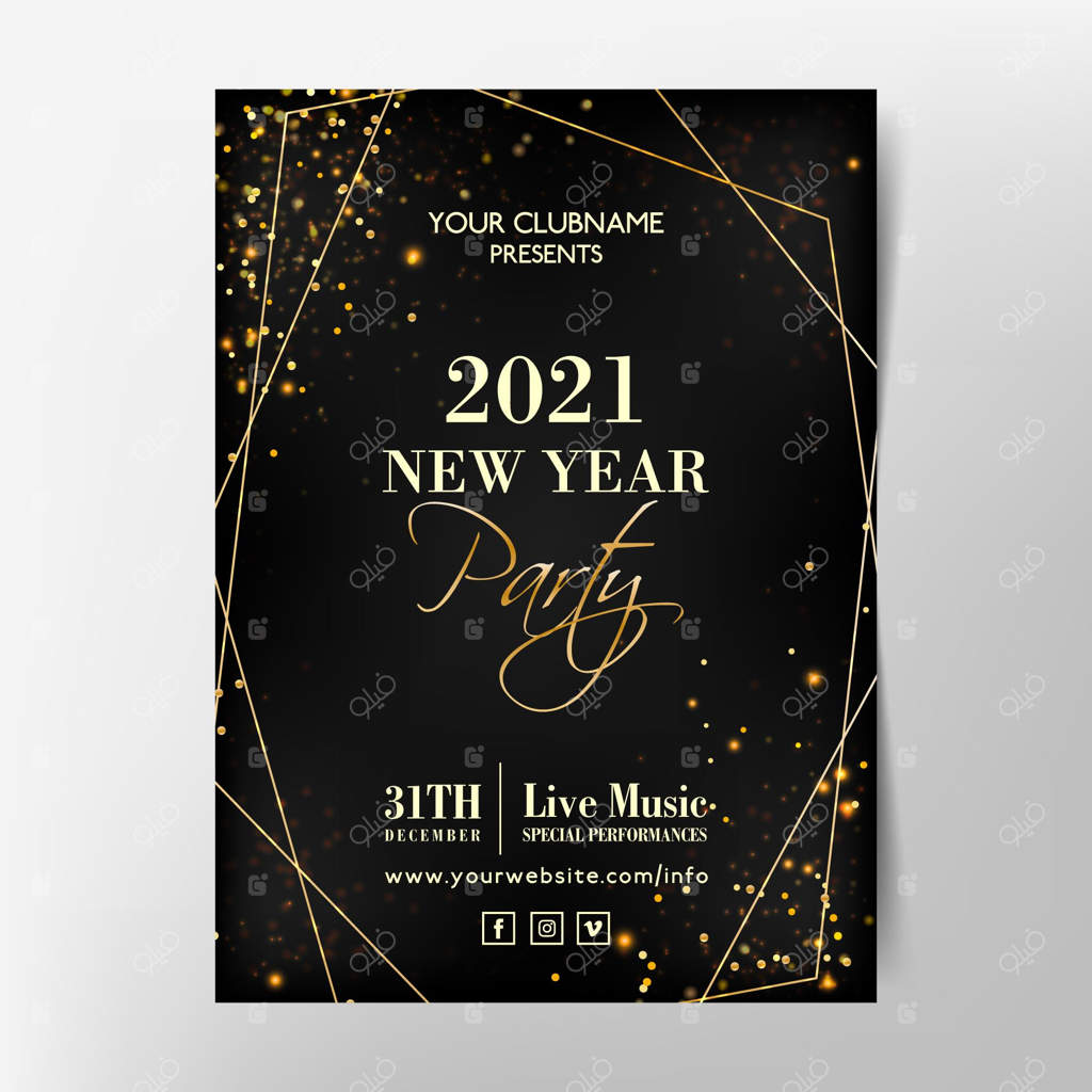 قالب پوستر جشن سال نو طلایی 2021