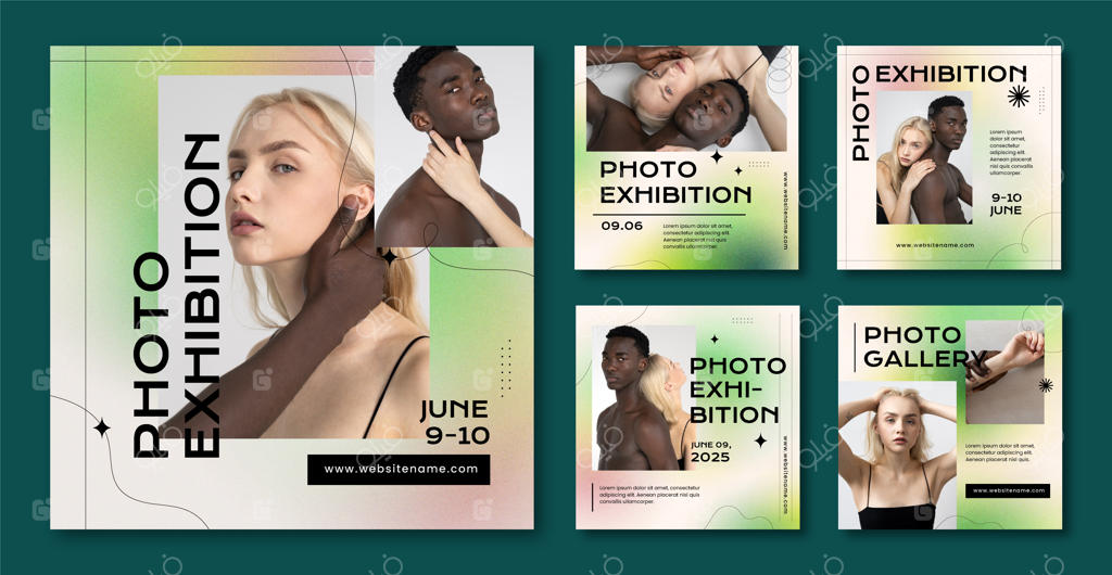 مجموعه پست‌های اینستاگرام با گرادینت صاف و دانه‌دار