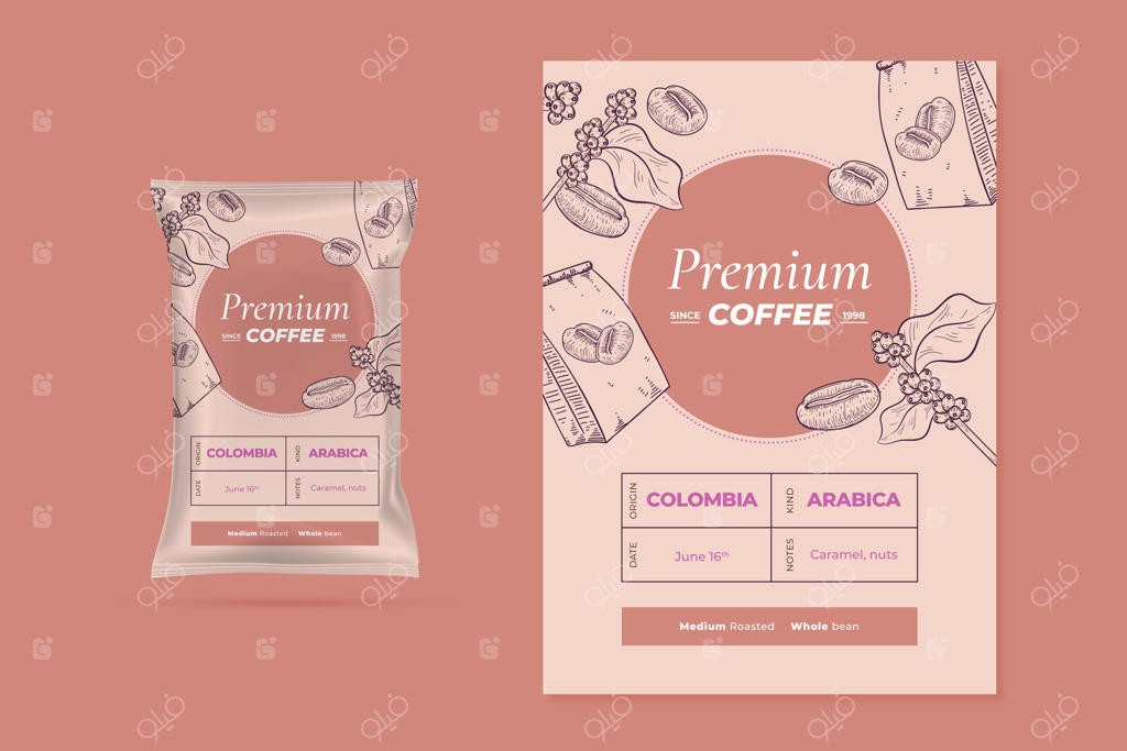 طراحی قالب برچسب دستی قهوه
