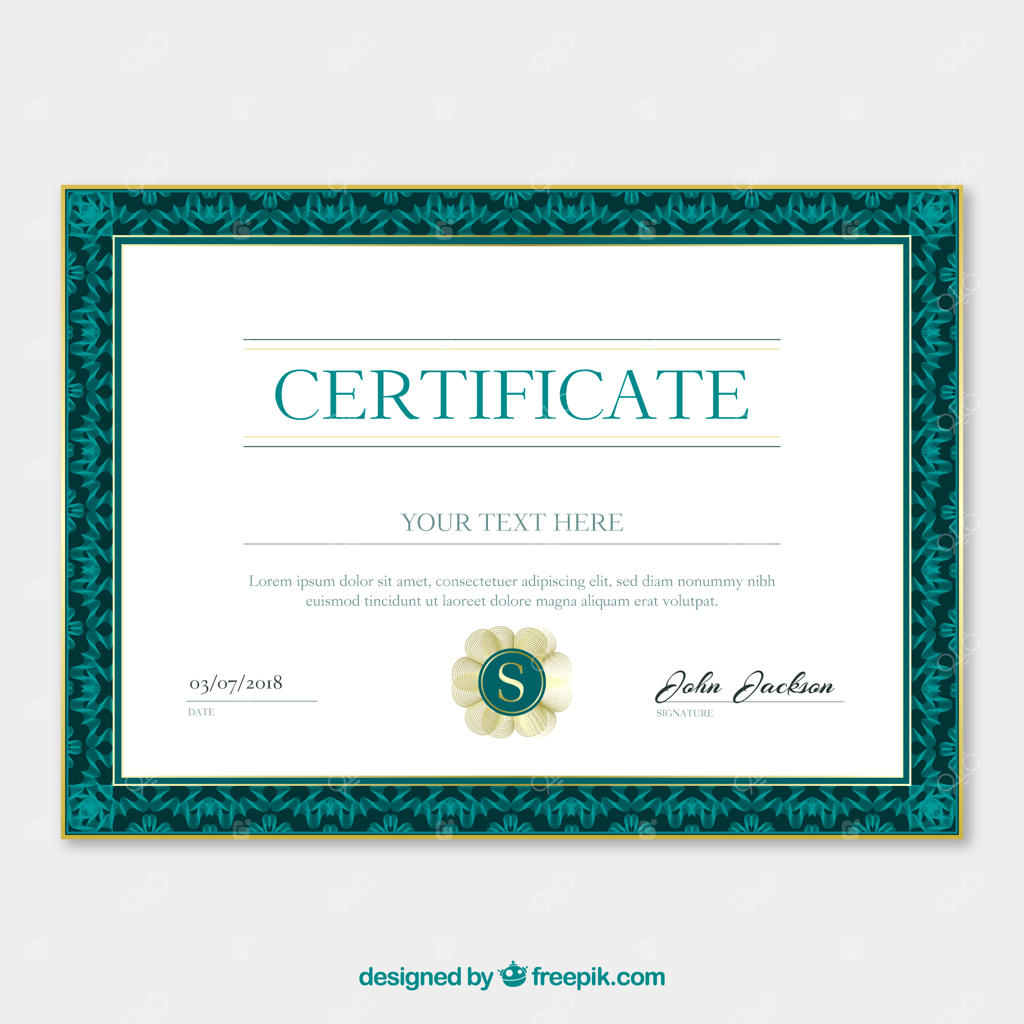 قالب گواهینامه با حاشیه سبز