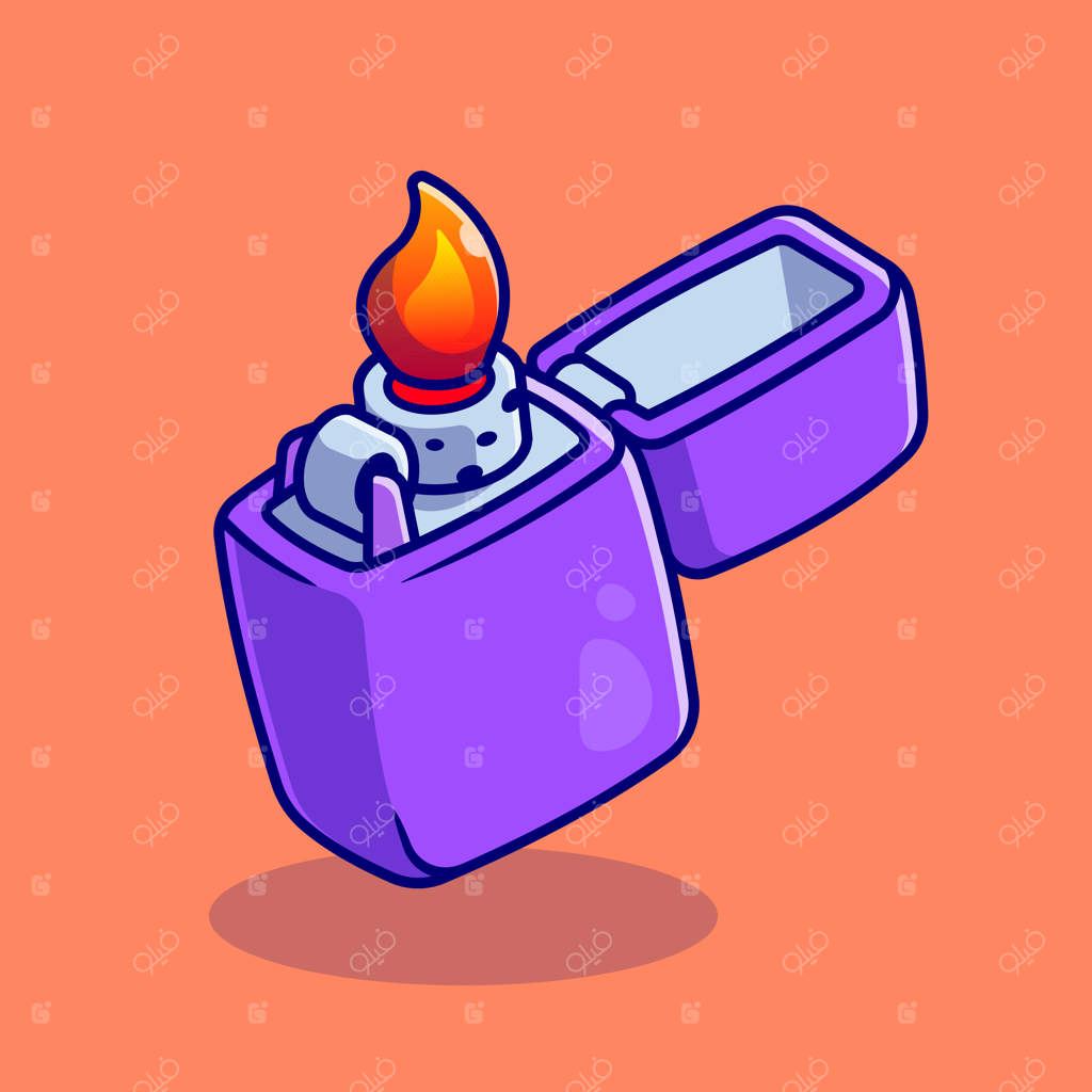 تصویر کارتونی وکتور فندک گازی. نماد و شیء مجزا. وکتور پریمیوم. طراحی کارتونی ساده.