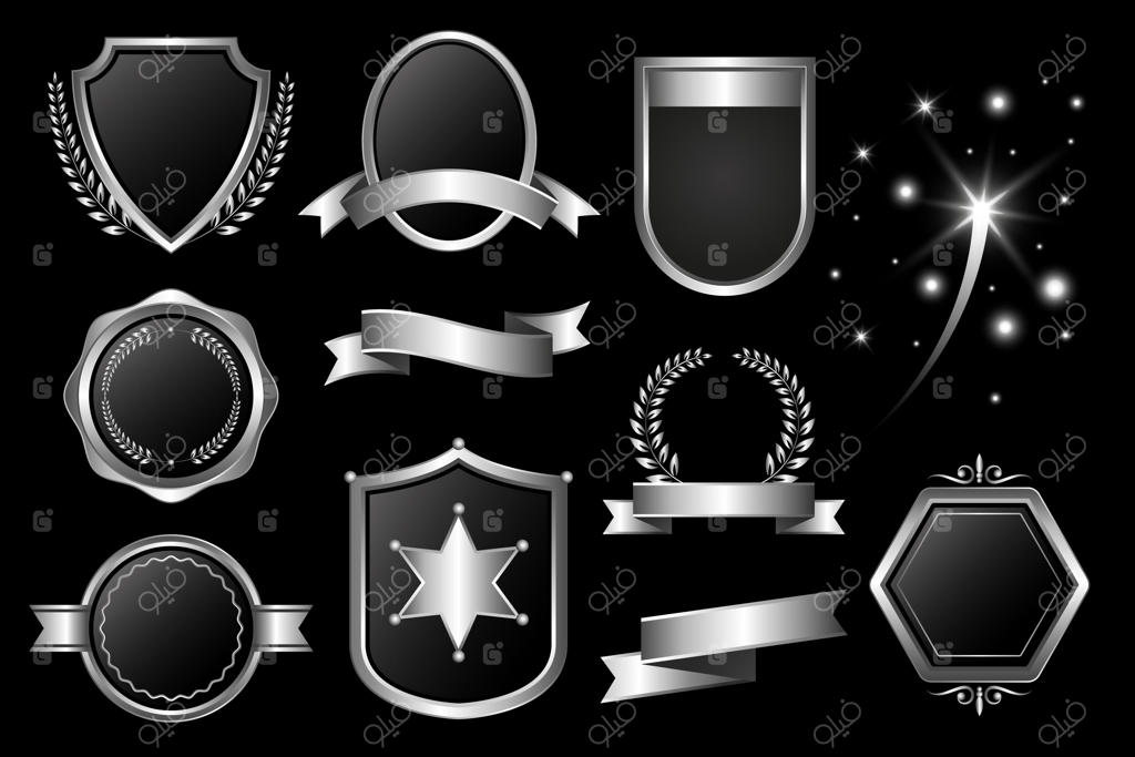 بسته طراحی عناصر لوکس با رنگ نقره‌ای حرکتی