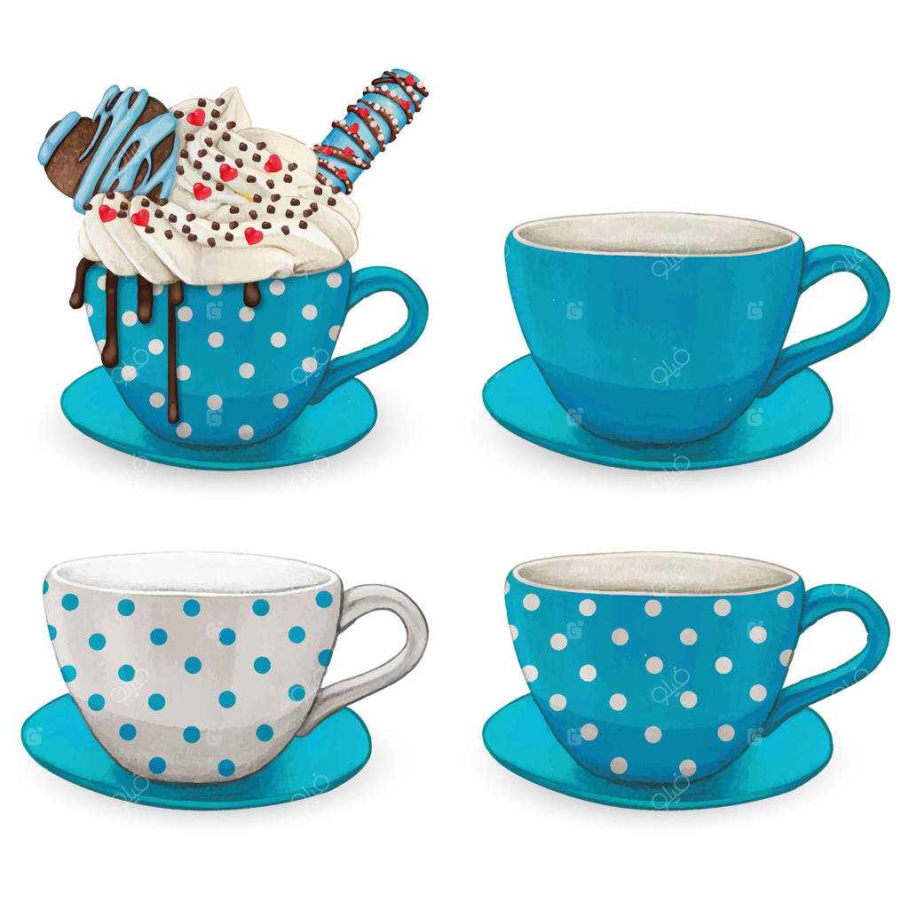 فنجان نوشیدنی بانمک نقاشی شده با آبرنگ