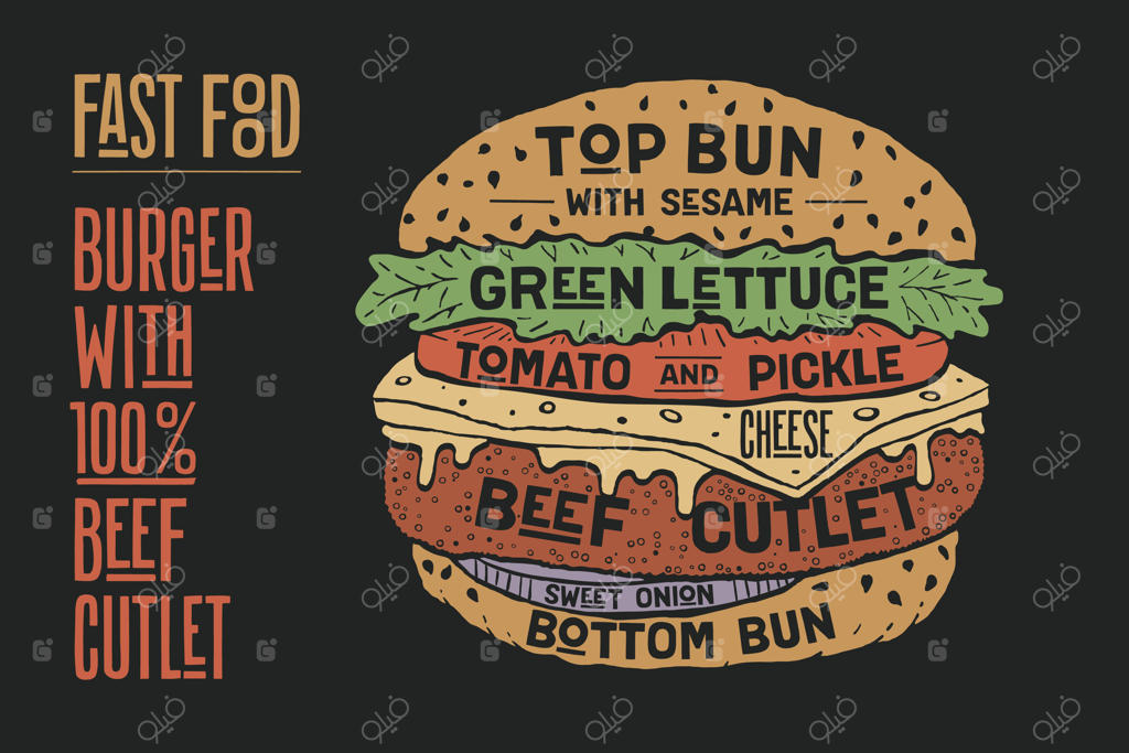 همبرگر با کتلت گوشتی