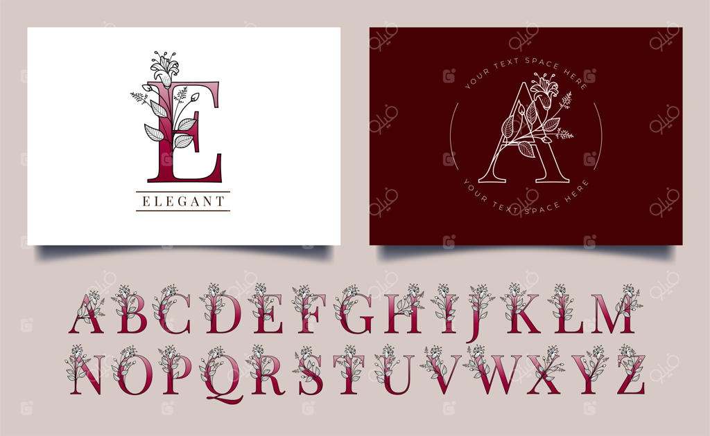 قالب لوگوی حروف الفبای گل های زیبا