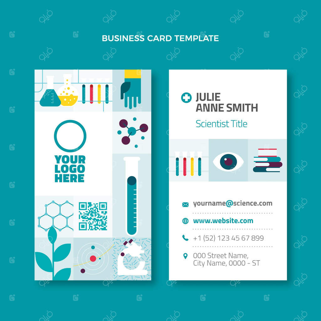 کارت ویزیت علمی به سبک فلت - عمودی