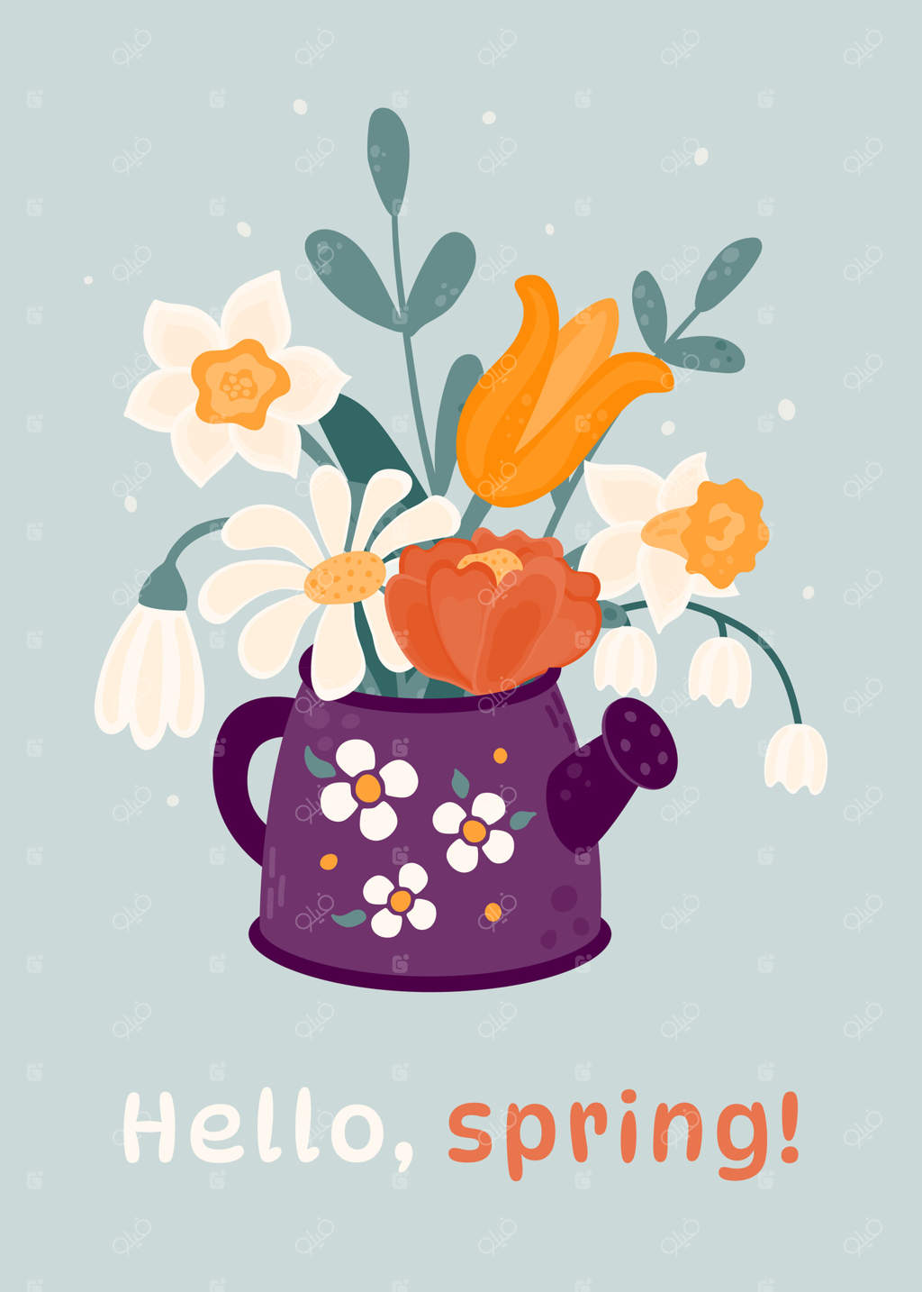 دسته‌ای از گل‌های وحشی و باغچه‌ای در آب‌پاش.