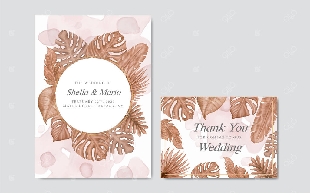 الگوی زیبا دعوتنامه عروسی با طرح گل‌های آبرنگی