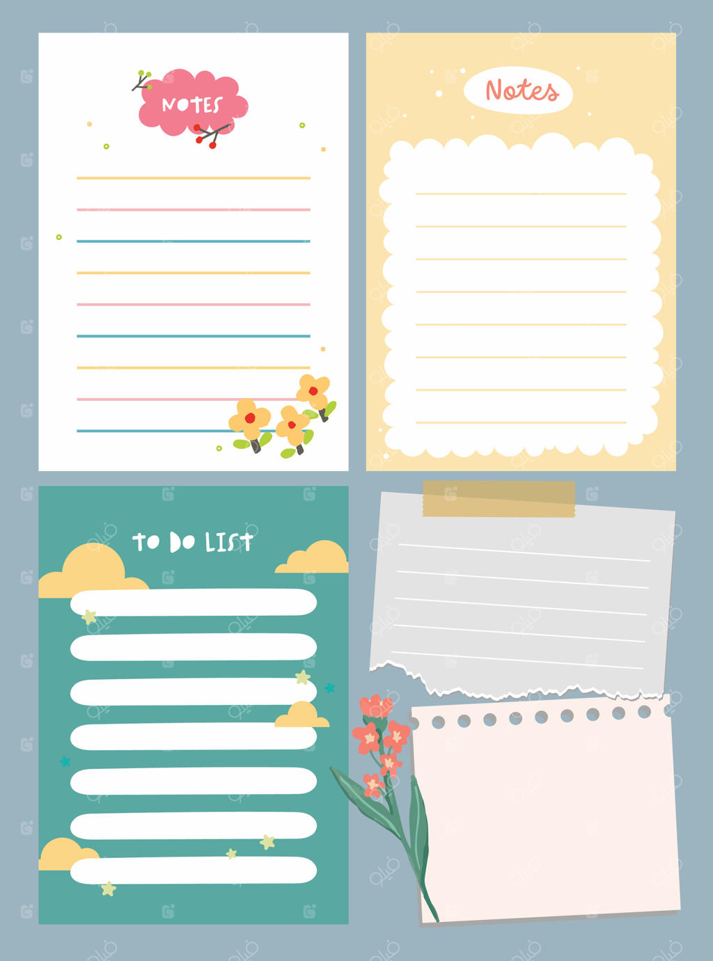 ست ژورنالینگ کاوایی با رنگ‌های ملایم شامل یادداشت‌های بامزه، برچسب‌ها و لیبل‌ها، مناسب برای پلنرها، آلبوم‌های خاطره، پروژه‌های مدرسه و تزئینات خلاقانه