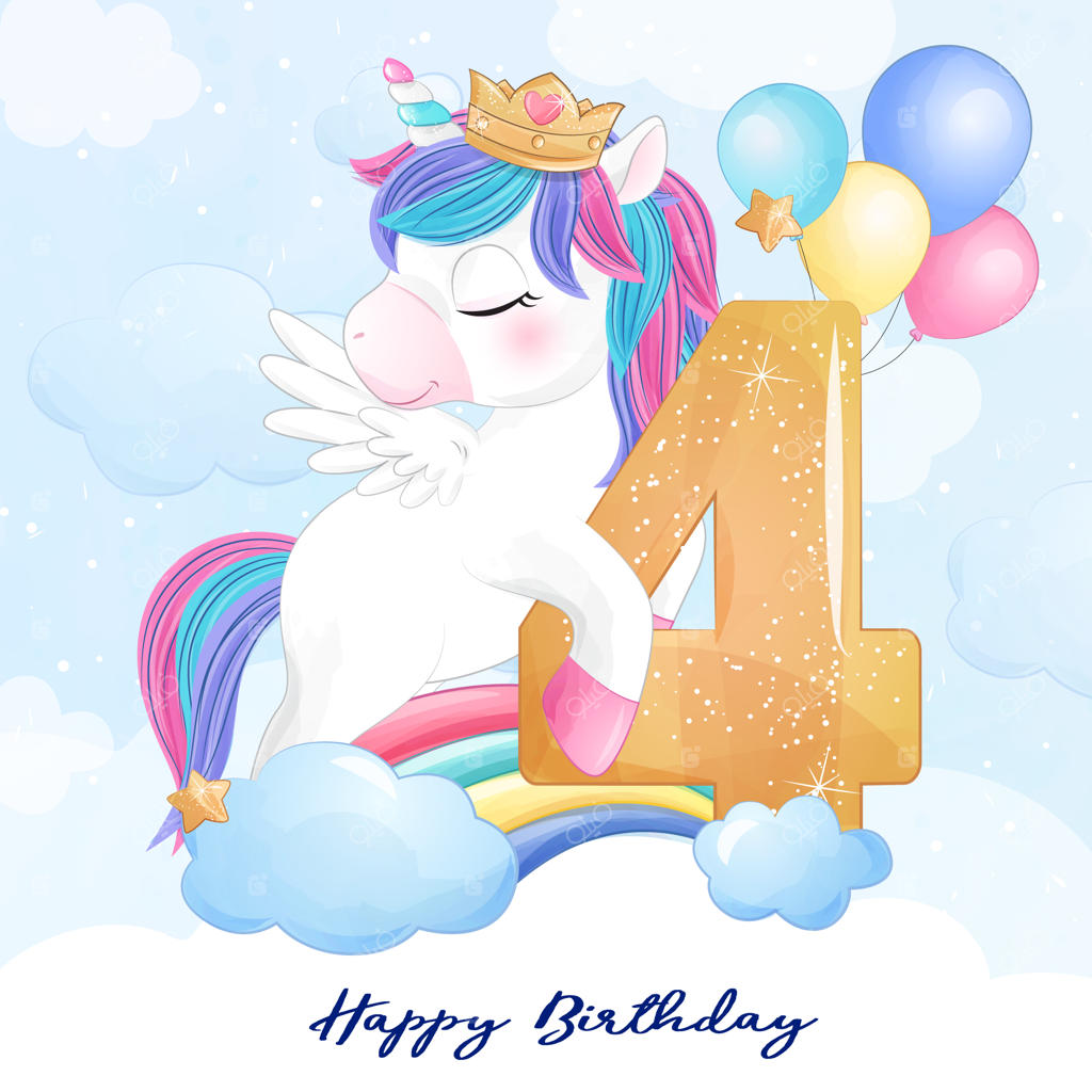 تصویر بامزه یونیکورن با شماره‌گذاری