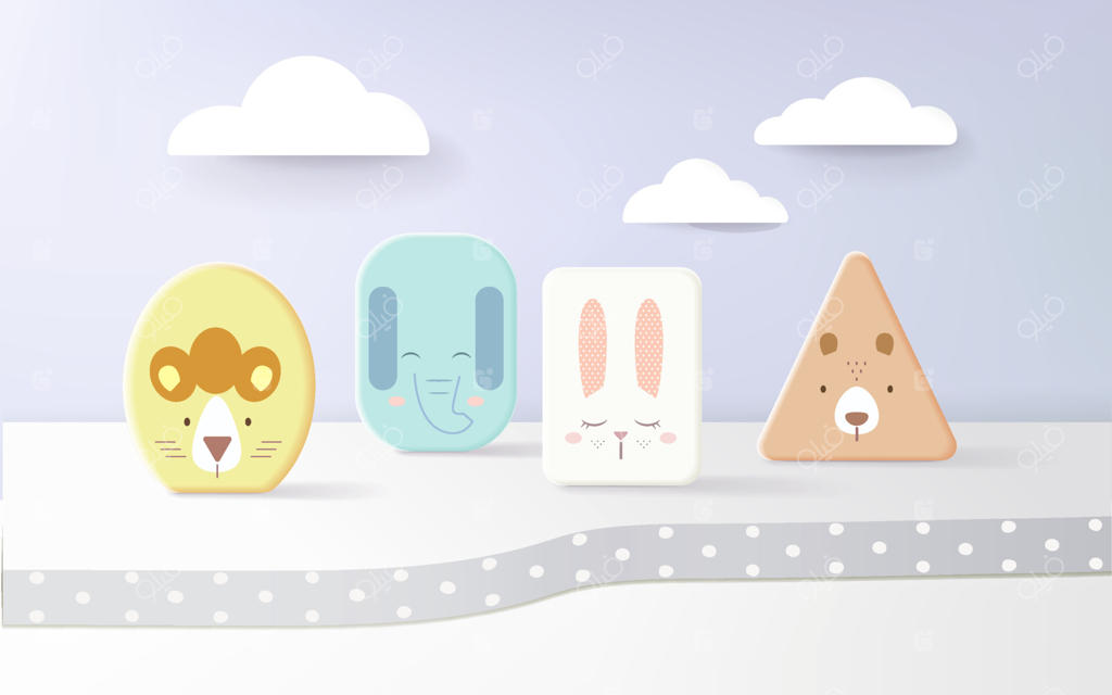 طرح زمینه ساده با سکو برای نمایش محصولات کودکان. رندر سه‌بعدی.